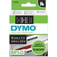 Dymo Ægte D1-etiketter | Hvid tekst på sort tape | 19 mm x 7 m | Selvklæbende etiketter til LabelManager-mærkemaskiner | Fremstillet i Europa Hvid på sort, Polyester, Belgien, -18 - 90 °C, DYMO, LabelManager, LabelWriter 450 DUO
