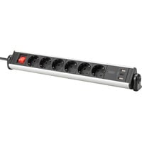 Digitus Kontor stikdåse 6-vejs, 3x USB, Strømskinne Sølv/Sort