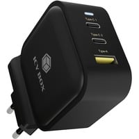 ICY BOX IB-PS1030-PD Universel Sort Vekselstrøm Hurtig opladning Indendørs, Oplader Sort, Indendørs, Vekselstrøm, 20 V, Sort
