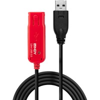 Lindy 42782 USB-kabel USB 2.0 12 m USB A Sort, Forlængerledning Sort/Rød, 12 m, USB A, USB A, USB 2.0, 0,48 Gbit/sek., Sort