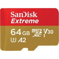 SanDisk Extreme 64 GB MicroSDXC UHS-I Klasse 10, Hukommelseskort 64 GB, MicroSDXC, Klasse 10, UHS-I, 160 MB/s, 60 MB/s