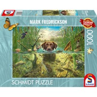 Schmidt Spiele Mark Fredrickson: Hundekærlighed - brun labrador i det kølige vand, Puslespil 