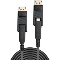 Lindy Hybrid fiberoptisk DisplayPort 1.4 kabel Sort