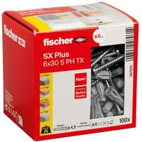 fischer Rawlplug SX Plus 6x30 PH TX, Dyvel Lys grå