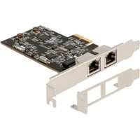 DeLOCK PCI Express x2 kort til 2 x RJ45 2,5 Gigabit, Netværkskort 