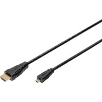 Digitus HDMI High Speed kabel med Ethernet, type D > type A Sort