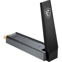 MSI AX1800 WiFi USB Adapter interface-kort/adapter USB 2.0, Wi-Fi-adapter USB Type-A, USB 2.0, Hanstik, Sort, 102 mm, 30 mm