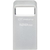 Kingston DataTraveler Micro USB-nøgle 128 GB USB Type-A 3.2 Gen 1 (3.1 Gen 1) Sølv, USB-stik Sølv, 128 GB, USB Type-A, 3.2 Gen 1 (3.1 Gen 1), 200 MB/s, Uden hætte, Sølv