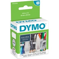 Dymo Ægte LabelWriter Små Multifunktionsetiketter | 13 mm x 25 mm | Selvklæbende | Rulle med 1000 | Nemme at afpil | Til LabelWriter etiketprintere | Fremstillet i Europa Hvid, Hvid, Selvklæbende printeretiket, Papir, Aftagelig, Rektandel, LabelWriter