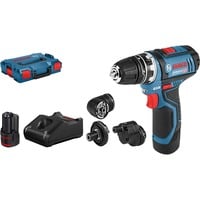Bosch Bore-/skruemaskine 0 601 9F6 000 GSR 12V-15 FC Professional, Skruetrækker Blå/Sort, Inkls. akku, oplader, L-boxx mm.