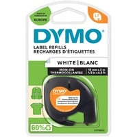 Dymo LetraTag strygeetiketter til stof | Original | 12 mm x 2 m rulle | Sort tekst på hvid baggrund | Strygeetiketter til tøj, ideelle til uniformer/børnetøj | Til LetraTag-printere, Tape ideelle til uniformer/børnetøj | Til LetraTag-printere, Sort på hvid, Nylon, Belgien, DYMO, LetraTag 100T, LetraTag 100H, 1,2 cm