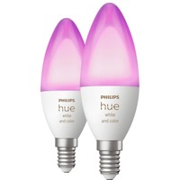 Philips Hue Kerte - E14 pærer - 2-pak, LED-lampe Philips Hue White and Color ambiance Kerte - E14 pærer - 2-pak, Smart pære, Hvid, Bluetooth/Zigbee, Integreret LED, E14, 2000 K