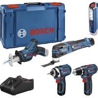 Bosch Værktøjssæt 12 volt 5 dele, GOP + GSR + GDR + GSA + GLI Blå