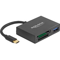 DeLOCK USB-C kortlæser til XQ- og SD med USB 5 Gbps Type-A port Sort