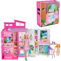 Mattel Barbies feriedukkehus med -dukke, 4 legeområder og 11 stk. dekorationstilbehør, Baggrund 4 legeområder og 11 stk. dekorationstilbehør, 3 År