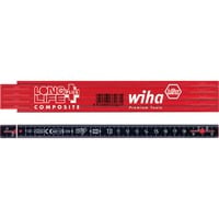 Wiha Sammenklappelig målebånd Longlife Plus Composite, 2 meter Rød/Sort