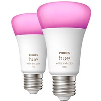 Philips Hue A60 - E27 pærer - 1100lm - 2-pak, LED-lampe Philips Hue White and Color ambiance A60 - E27 pærer - 1100lm - 2-pak, Smart pære, Hvid, Bluetooth/Zigbee, LED, E27, 2000 K