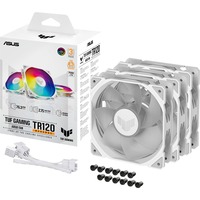 ASUS TUF GAMING TR120 ARGB REVERSE 3IN1 White Computerkabinet Luftkøler 12 cm Hvid, Sag fan Hvid/gennemsigtig, Luftkøler, 12 cm, 2000 rpm, Hvid