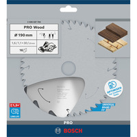 Bosch STANDARD FOR WOOD rundsavklinge 19 cm 1 stk Tungsten Carbide Tipped (TCT), Hårdt træ, Blødt træ, 19 cm, 3 cm, 1,1 mm, 7900 rpm
