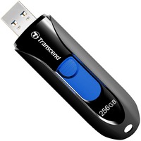 Transcend JetFlash 790 USB-nøgle 256 GB USB Type-A 3.2 Gen 1 (3.1 Gen 1) Sort, USB-stik Sort/Blå, 256 GB, USB Type-A, 3.2 Gen 1 (3.1 Gen 1), Uden hætte, 4,9 g, Sort