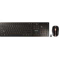 CHERRY DW 9100 SLIM tastatur Mus inkluderet Universel RF trådløs + Bluetooth QWERTY US engelsk Sort, Desktop sæt Sort/Bronze, EU-layout (antal), SX teknologi, Trådløs, RF trådløs + Bluetooth, QWERTY, Sort, Mus inkluderet