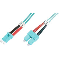 Digitus LWL patchkabel, duplex, LC > SC stik, multimode OM3 Turkis