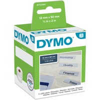 Dymo Originale LabelWriter hængemappemærkater | 12 mm x 50 mm | Rulle med 220 let-aftagelige mærkater | Selvklæbende | til LabelWriter-mærkatmaskiner, Etiket Hvid, Hvid, Selvklæbende printeretiket, Papir, Permanent, Rektandel, LabelWriter