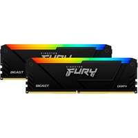 Kingston FURY FURY Beast 16GB 3200MT/s DDR4 CL16 DIMM (Sæt med 2) RGB, Hukommelse Sort, 16 GB, 2 x 8 GB, DDR4, 288-pin DIMM