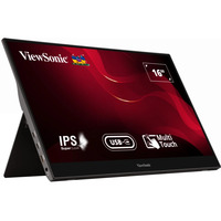 ViewSonic TD1655 computerskærm 39,6 cm (15.6") 1920 x 1080 pixel Fuld HD LED Berøringsskærm Multibruger Sort, Sølv, LED-skærm Sølv/Sort, 39,6 cm (15.6"), 1920 x 1080 pixel, Fuld HD, LED, 6,5 ms, Sort, Sølv