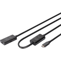 Digitus Aktivt USB 3.2 Gen 1 forlængerledning, USB-C stik > USB-C hunstik Sort