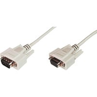 Digitus Seriel dataoverførselsforlængerkabel, D-Sub9 (stik) > D-Sub9 (stikdåse), Forlængerledning Beige