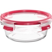 Emsa CLIP & CLOSE N10403 Rund Kasse 0,6 L Transparent 1 stk, Boks gennemsigtig/Rød, Kasse, Rund, 0,6 L, Transparent, Glas, 420 °C