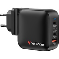 Verbatim Mini GaN Charger 100W Universel Sort Vekselstrøm Hurtig opladning Indendørs, Oplader Sort, Indendørs, Vekselstrøm, Sort