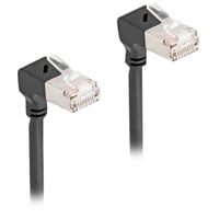 DeLOCK Patchkabel RJ-45 Cat.6a S/FTP, Slim 90° vinklet Sort