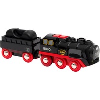 BRIO Battery-Operated Steaming Train, Spil køretøj Sort/Rød, Battery-Operated Steaming Train, Togmodel, Dreng, 3 stk, 0,3 År, Sort, Rød, Modeljernbane/tog