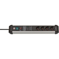Brennenstuhl Premium-Protect-Line 4-vejs stikdåse, Strømskinne Sort/aluminium