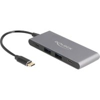DeLOCK 4-port USB Type-C™ hub med 2 x USB Type-A og 2 x USB Type-C™ 10 Gbps, USB hub grå