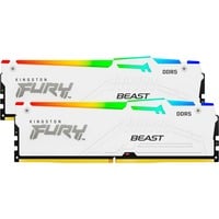 Kingston FURY FURY Beast 32 GB 6400 MT/s DDR5 CL32 DIMM (sæt med 2) White RGB EXPO, Hukommelse Hvid, 32 GB, 2 x 16 GB, DDR5, 288-pin DIMM, Hvid