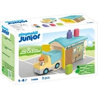 PLAYMOBIL Junior: Lastbil med sorteringsgarage, Bygge legetøj 