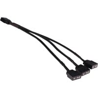 Alphacool Y-kabel splitter aRGB 3-pin til 3x 3-pin, 15 cm Sort