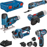 Bosch 0 615 A00 17D elværktøj kombinationssæt Batteri, Værktøjssæt Blå, 1,8 cm, 280 spm, 1500 spm, 7 cm, 1,5 kg, Slibesav