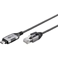 goobay Ethernet-adapterkabel USB-C 3.2 Gen2 > RJ-45, Slim Sort/grå