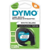 Dymo LetraTag Plastetiketter | Original | 12 mm x 4 m rulle | Sort tekst på hvide etiketter | Selvklæbende alsidige etiketter til LetraTag-etiketmaskiner | 1 stk., Tape Polyester, Belgien, 4 m, 1 stk, 22 mm, 96 mm