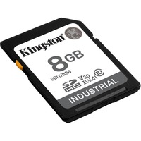 Kingston 8G SDHC Industrial pSLC, Hukommelseskort Sort, 8 GB, SDXC, Klasse 10, UHS-I, 100 MB/s, 80 MB/s