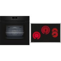 Neff B2CCJ7AK3 + T18SDH9L0 pande og gryde sæt Keramisk Elektrisk ovn, Ovn sæt Sort/rustfrit stål, Keramisk, 4 zone(s), Keramisk, Sort, Berøring, 79,5 cm