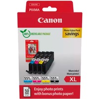Canon 6443B008 blækpatron 4 stk Original Højt (XL) udbytte Sort, Blå, Magenta, Gul Højt (XL) udbytte, Sort, Blå, Magenta, Gul, 4 stk, Multipakke