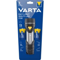 Varta Day Light Multi LED F30 Sort, Sølv, Gul Hånd lommelygte Hånd lommelygte, Sort, Sølv, Gul, Syntetisk ABS, Aluminium, Gummi, LED, 14 Lampe( r), 70 lm