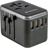 Verbatim 49546 oplader til mobil enhed, Rejse stikkontakt Sort/Sølv, Polykarbonat (PC), 2500 W, 75 mm, 50 mm, 54 mm, 180 g