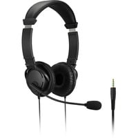 Kensington Hi-Fi-hovedtelefoner med mikrofon- og lydstyrkekontrol, Headset Sort, Ledningsført, Headset, Sort