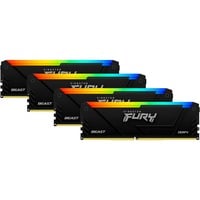 Kingston FURY FURY Beast 128GB 3600MT/s DDR4 CL18 DIMM (Sæt med 4) RGB, Hukommelse Sort, 128 GB, 4 x 32 GB, DDR4, 288-pin DIMM